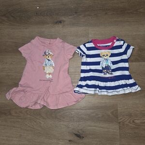 Ralph Lauren Pink and Blue Striped Tshirts 3m